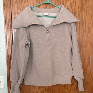 Varley Taupe Half-Zip Sweater